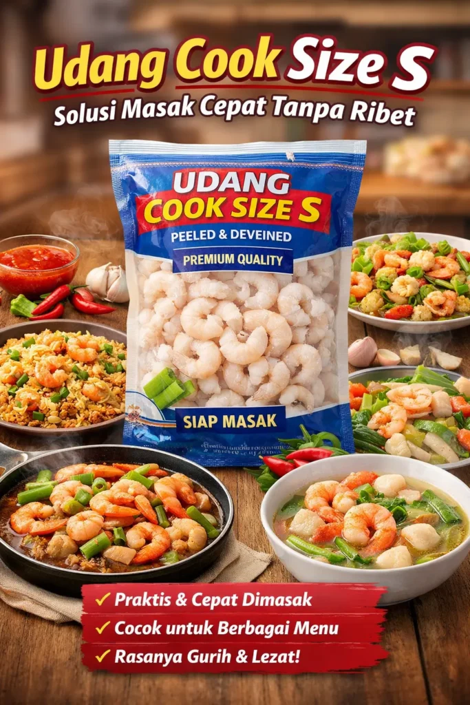 Udang Cook Size S frozen siap masak untuk hidangan seafood praktis
