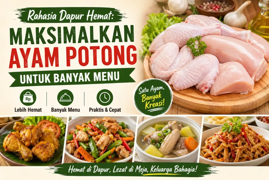 Aneka menu ayam potong hemat untuk stok lauk keluarga sehari-hari
