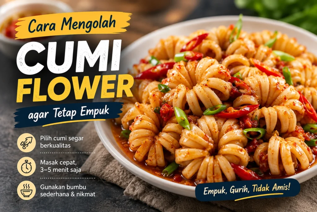 Cumi flower pedas manis dengan tekstur empuk dan bumbu menggugah selera